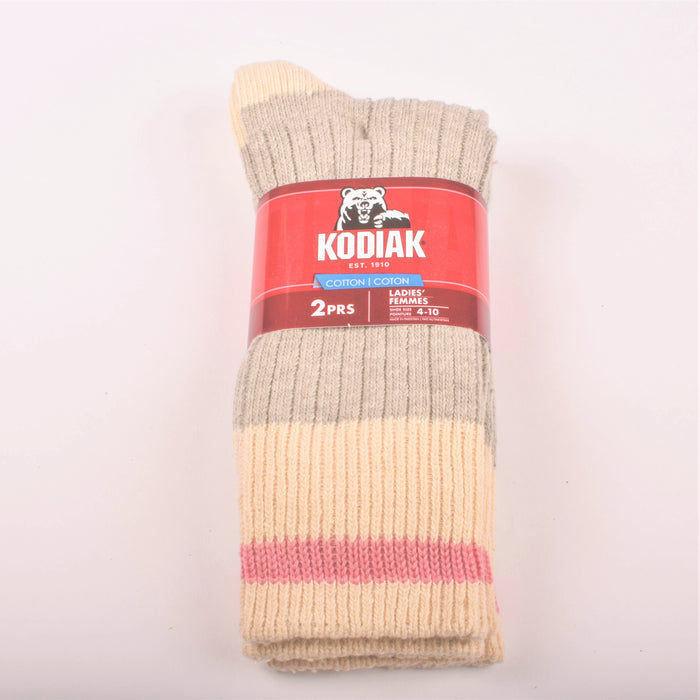 Kodiak Ladies Grey and Fuchsia Crew Socks - 2 Pairs