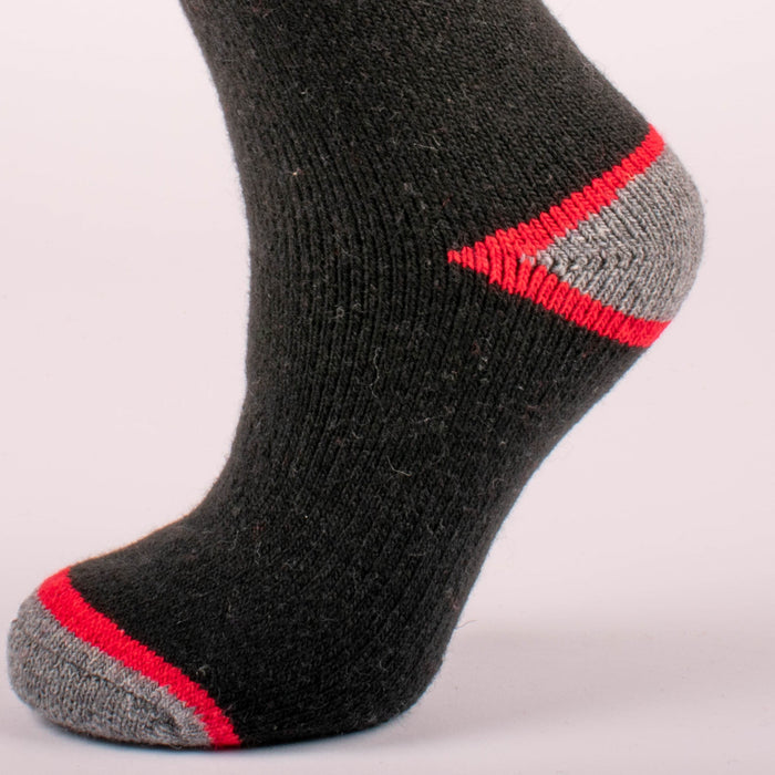 Kodiak Boys Black, Grey and Red Thermal Socks (Large) - 2 Pairs